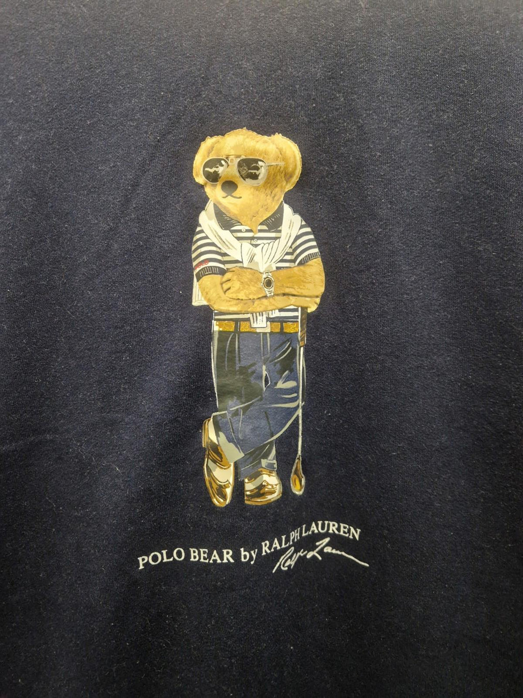 Ralph Lauren Polo Bear Crew Neck Navy Sweater  Golf Bear  Uk Xxl Preowened Gc