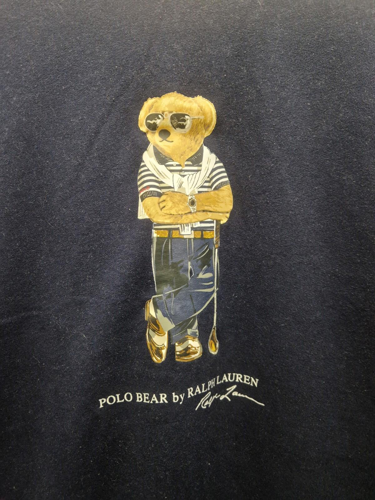 Ralph Lauren Polo Bear Crew Neck Navy Sweater  Golf Bear  Uk Xxl Preowened Gc