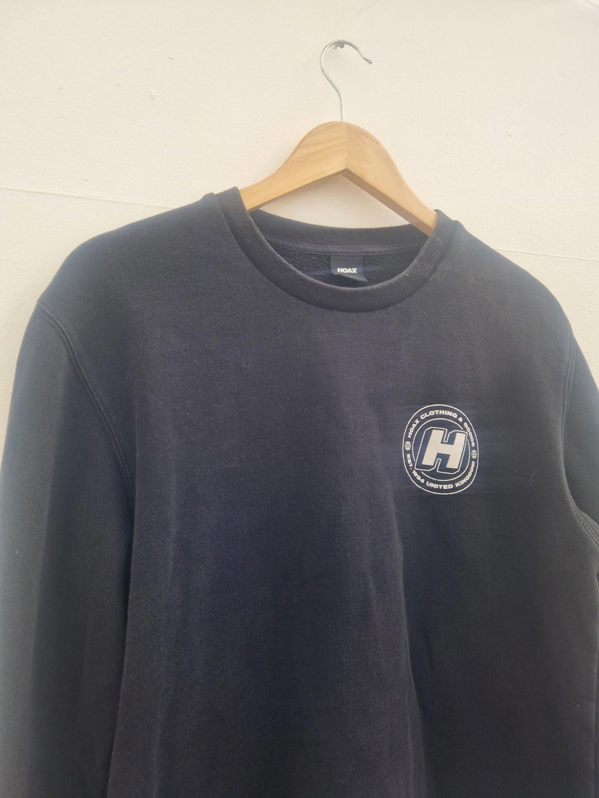 Vintage 90s Hoax Black Crew Neck Sweater Small Chest Hit Large Rear Hit Size M