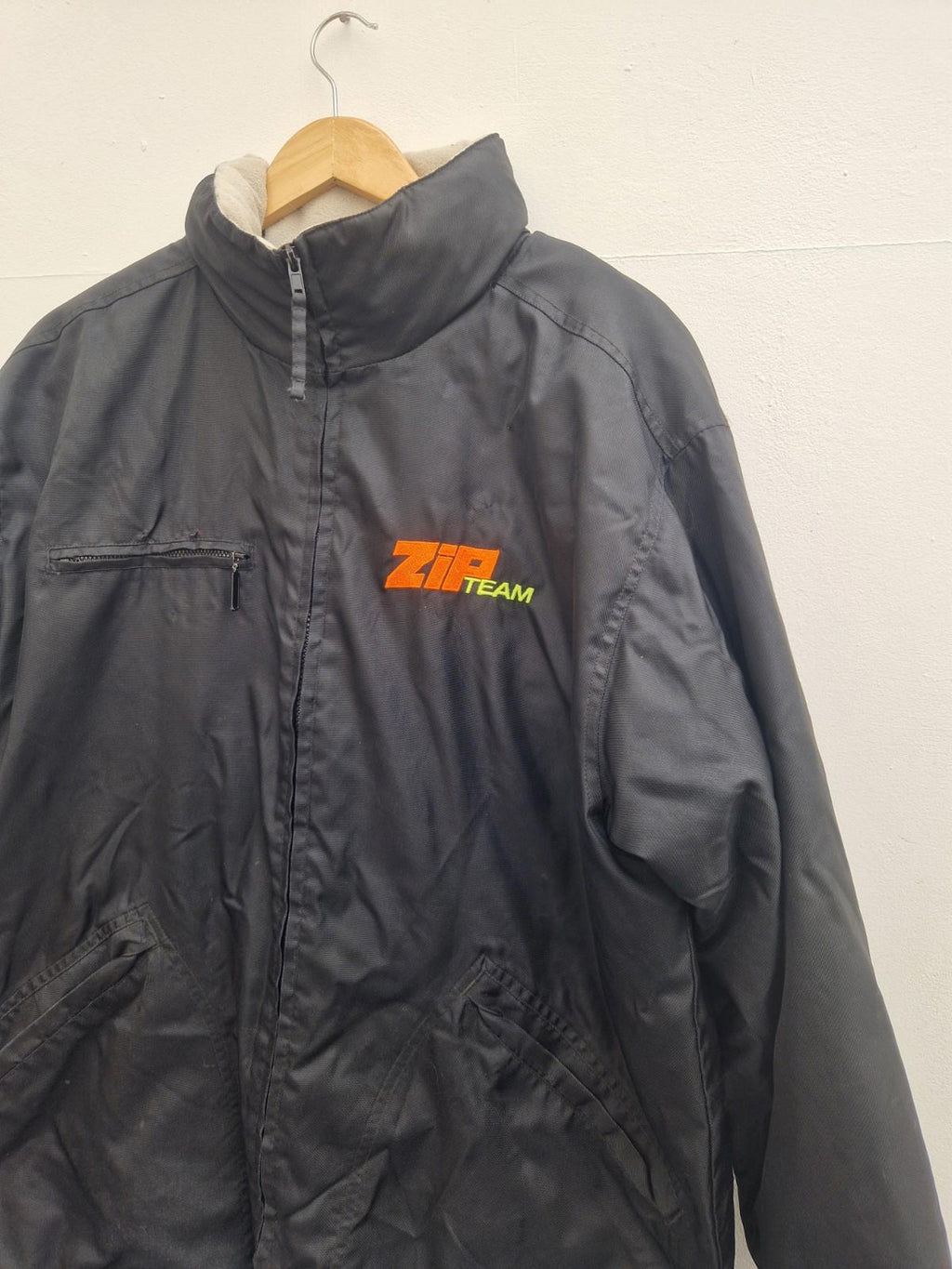 Zip Team Young Guns Go Karting Crew Fleece Lined Black Jacket  Uk Size  L Vgc