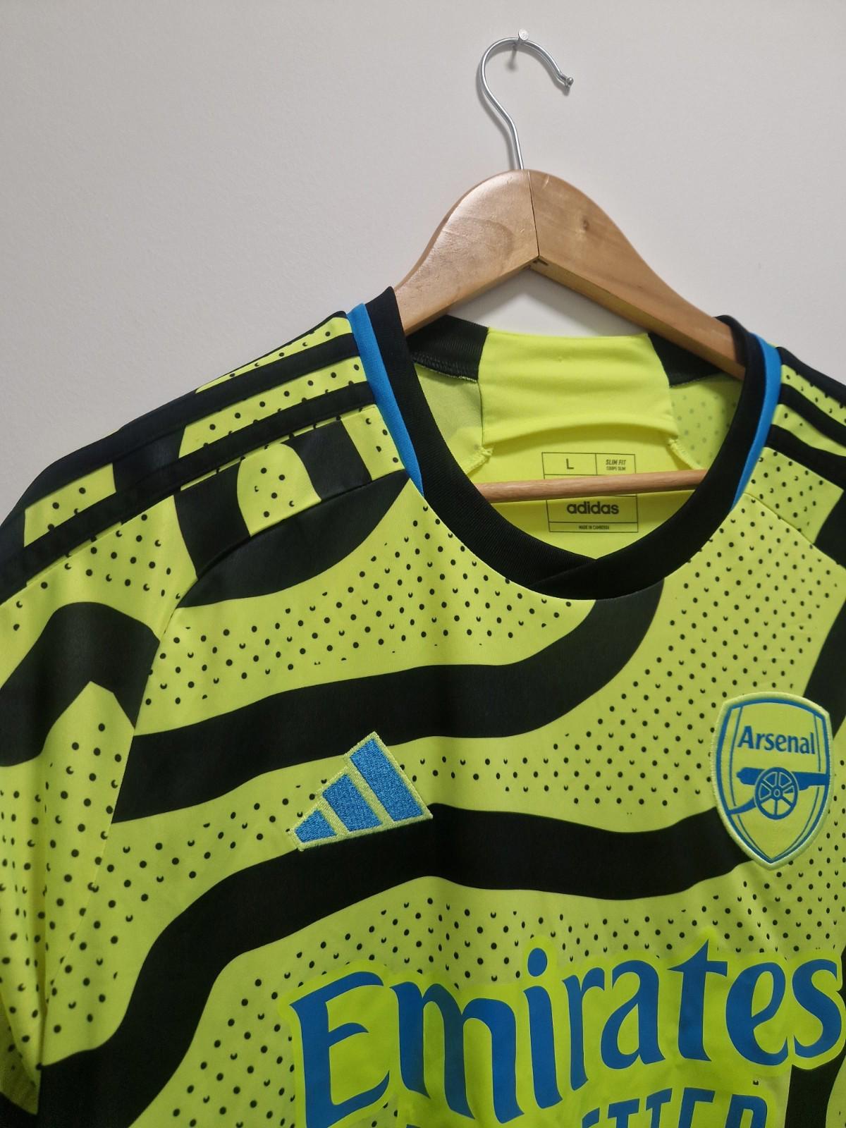 Arsenal 2023 - 2024 Yellow Adidas Away Football Shirt Jersey Uk Size L Vgc