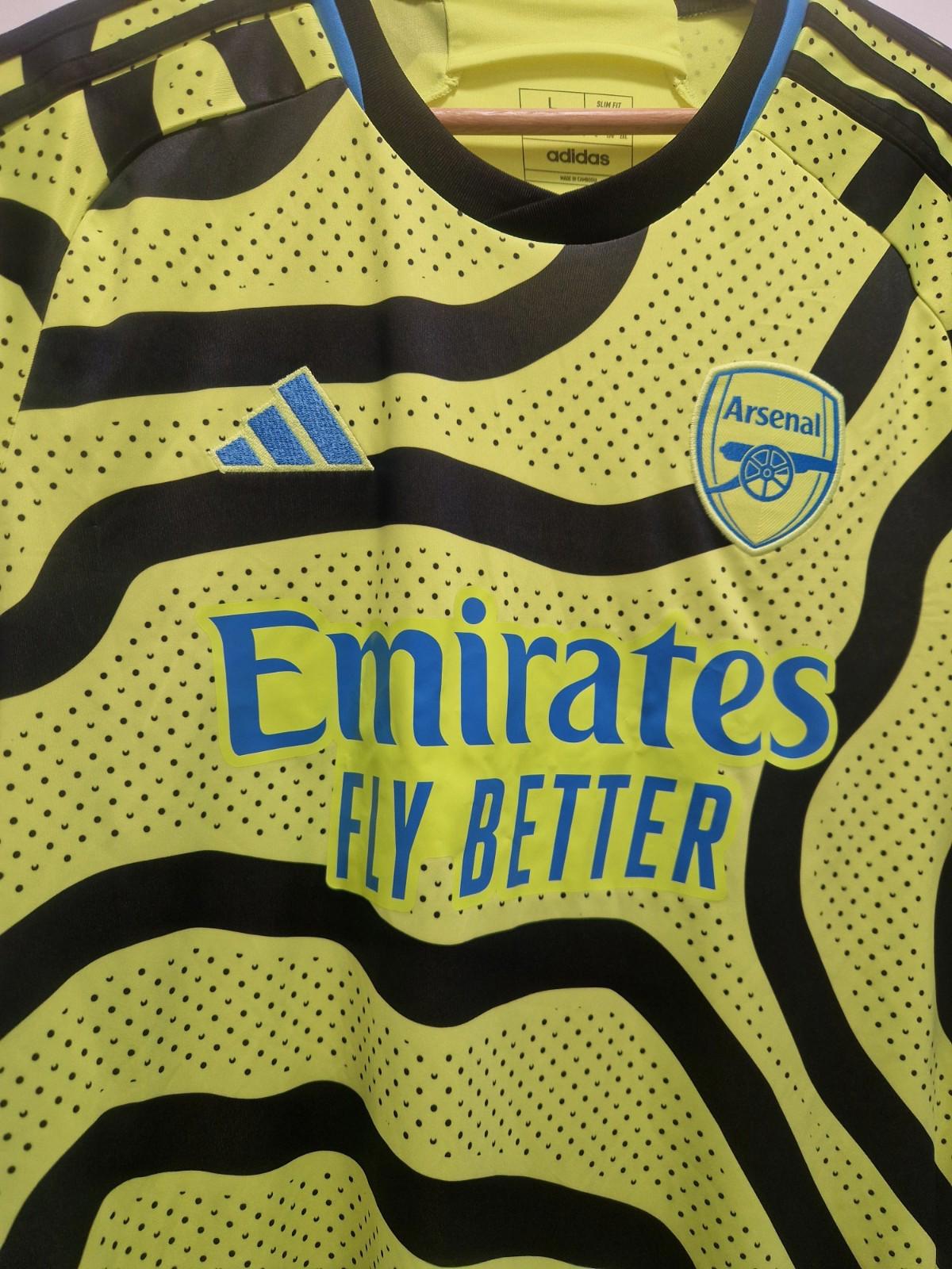 Arsenal 2023 - 2024 Yellow Adidas Away Football Shirt Jersey Uk Size L Vgc