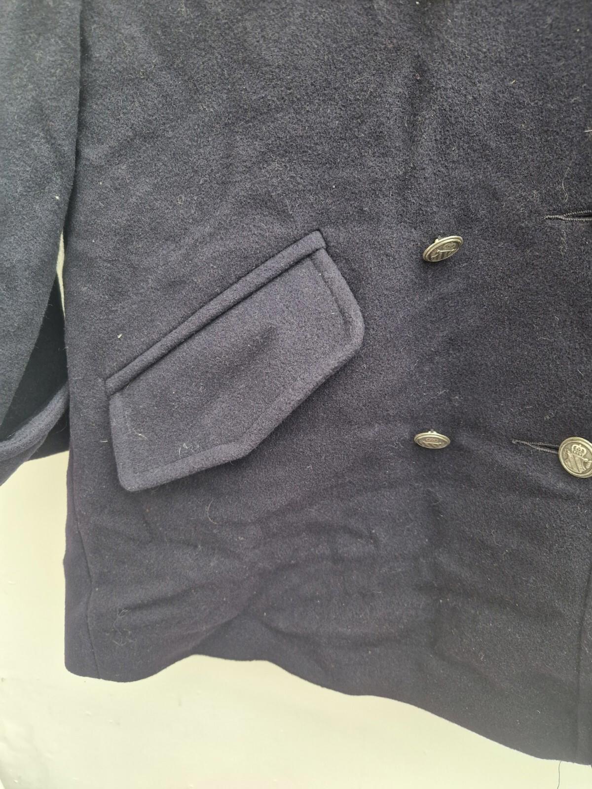 Nuage Ladies Navy Blue Wool Pea Coat Uk Size 10 Metal Buttons