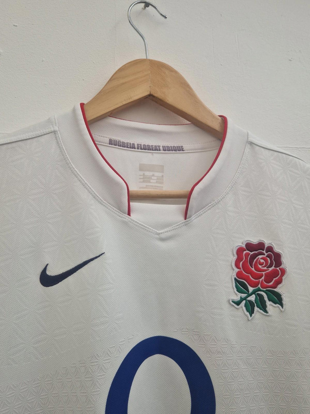 Nike ENGLAND O2 2009 2010 White Union Short Sleeve T-Shirt Rugby Jersey Size M