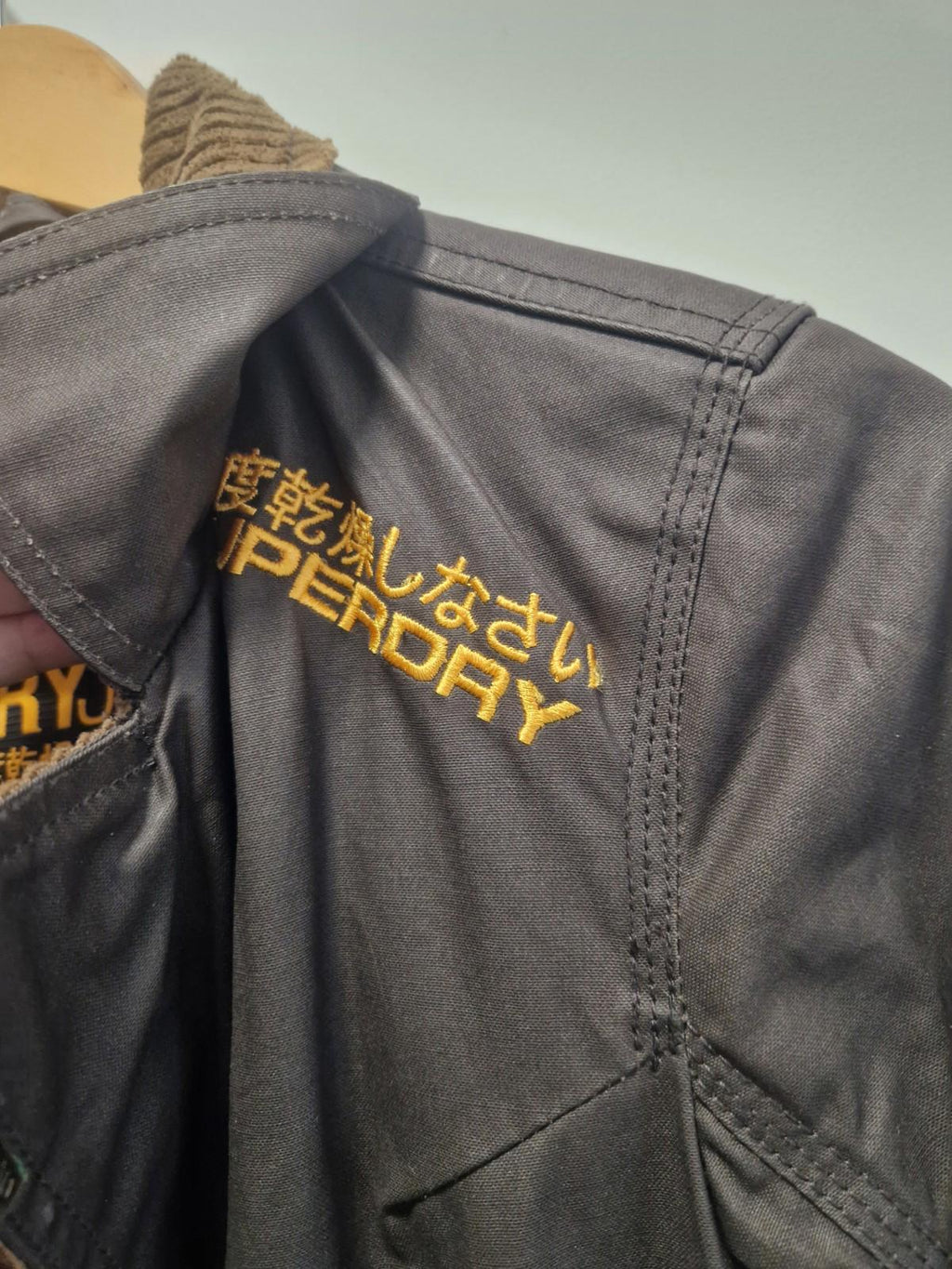 Superdry Safari Mac Wax Coat Brown Double Breasted Waxed Jacket Uk M Size 12-14