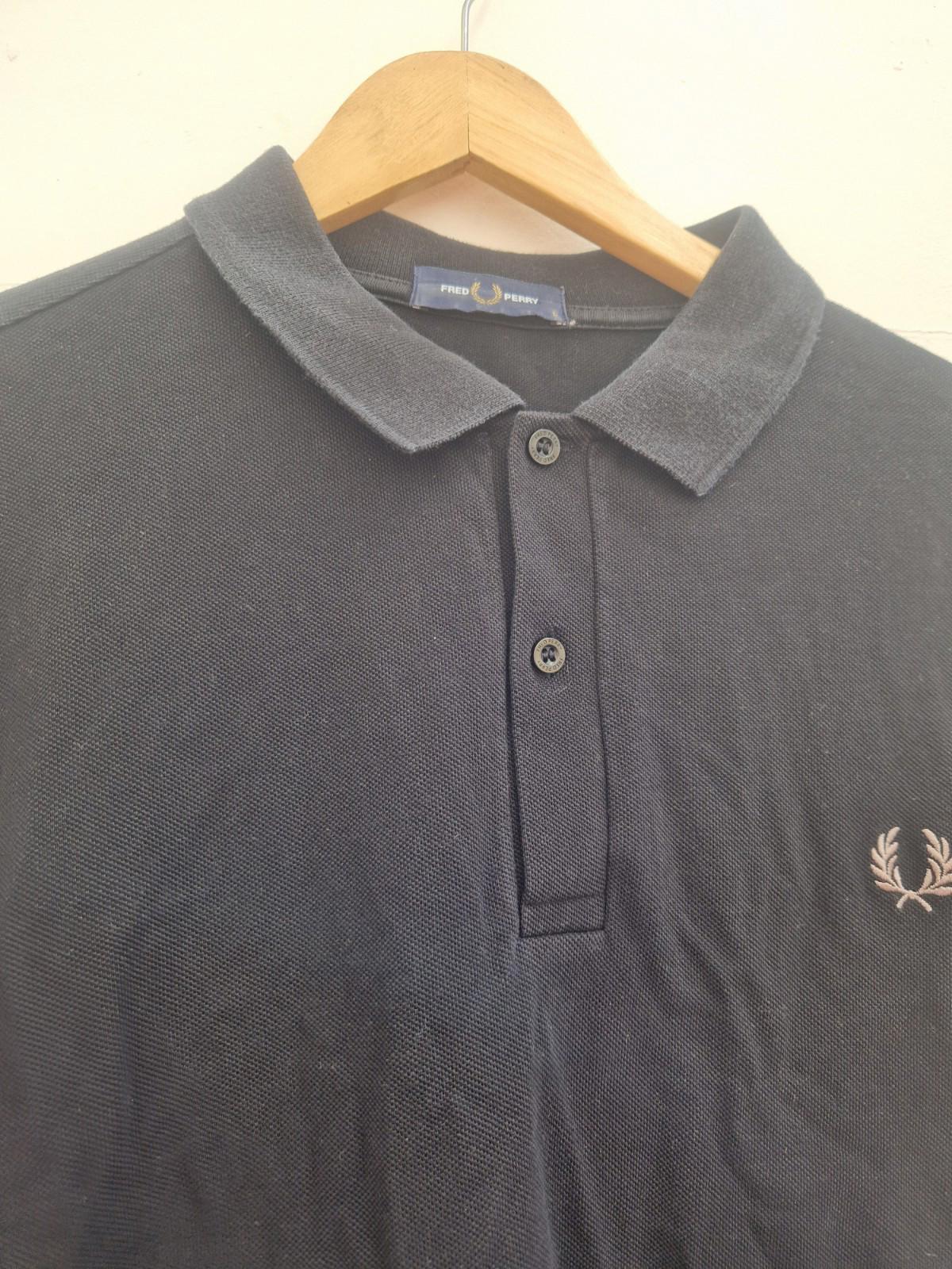 Fred Perry Mens Long Sleeve 100% Cotton Polo Shirt In Black Uk Size L Vgc
