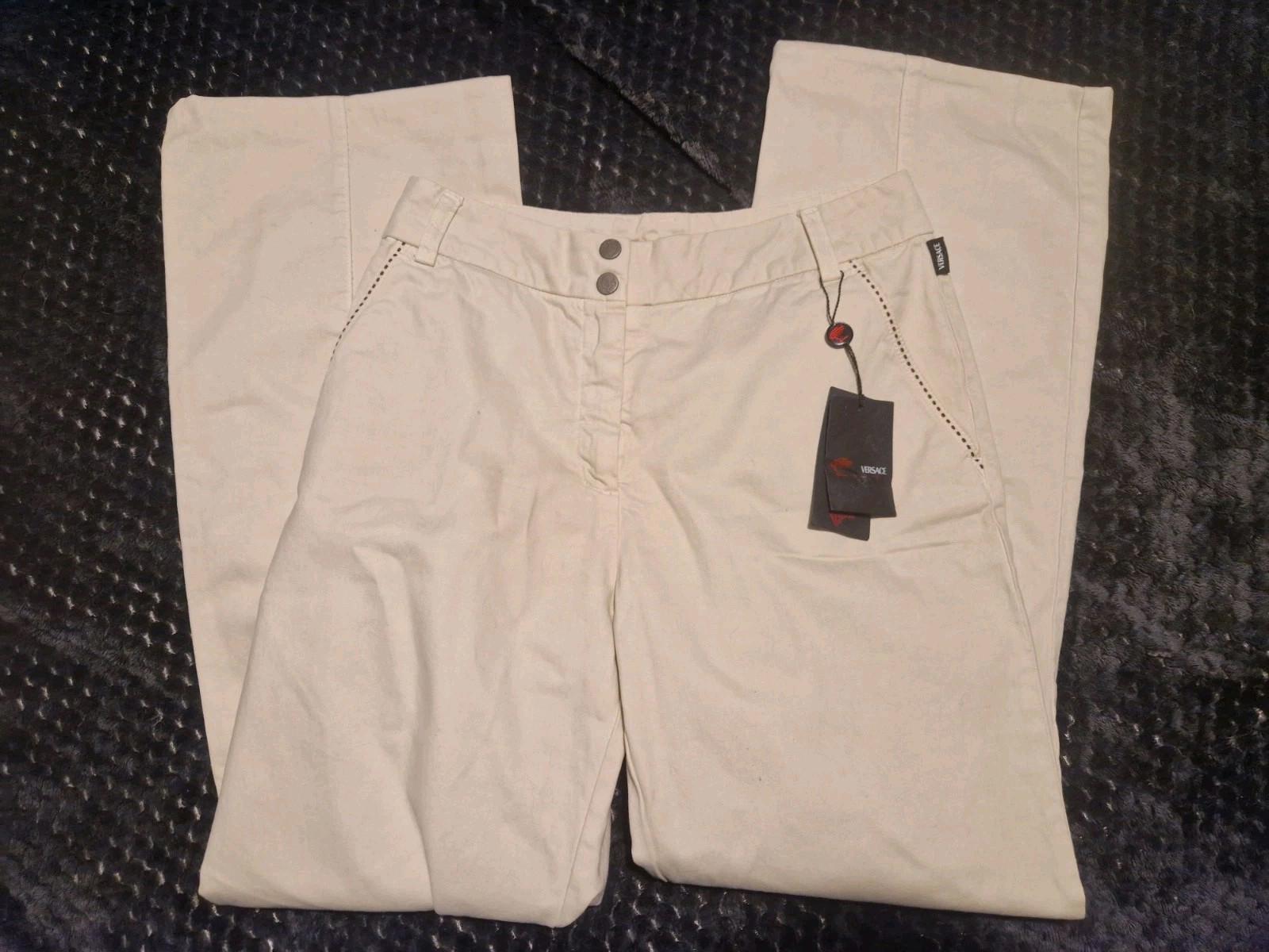 versace Ladies  Cream Trousers  Size 42 Uk Size 10 New With Tags