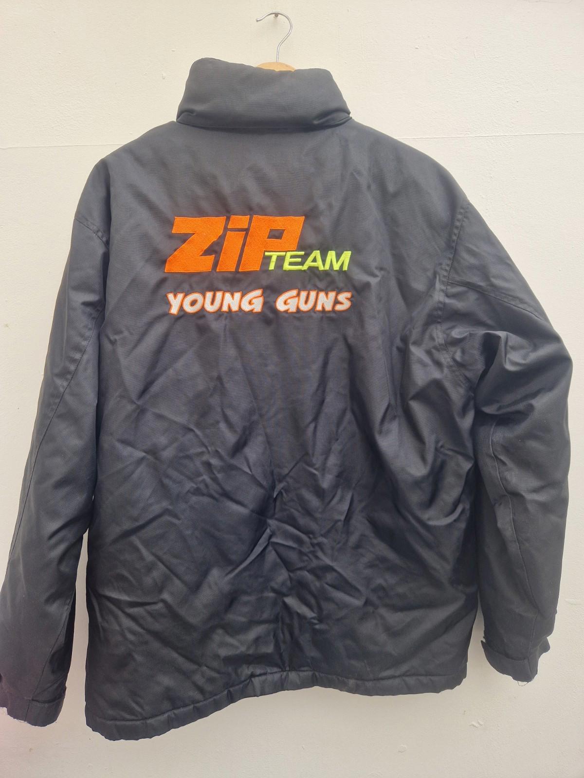 Zip Team Young Guns Go Karting Crew Fleece Lined Black Jacket  Uk Size  L Vgc