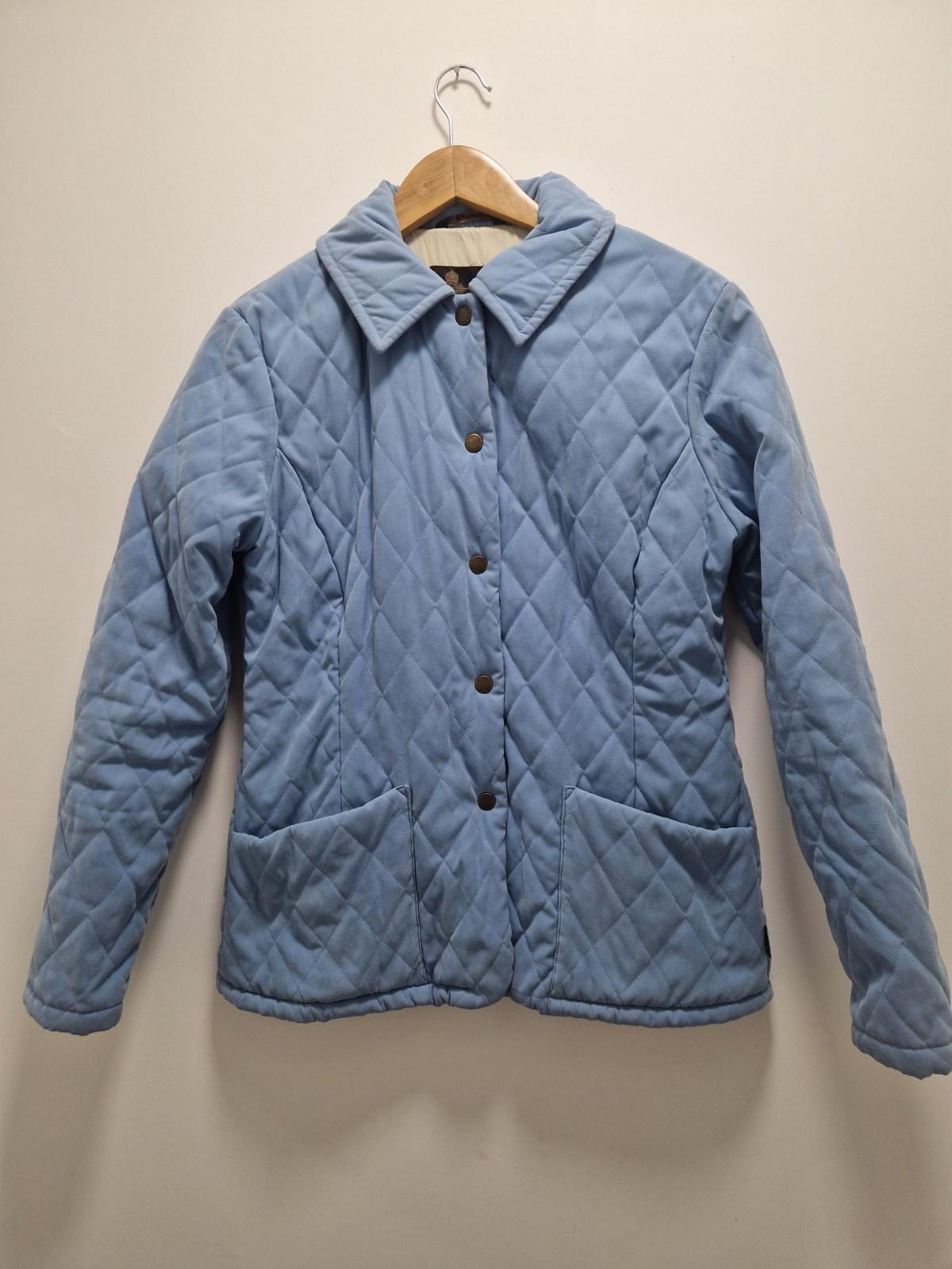 Vintage Barbour Baby Blue Diamond Shaped Microfibre Quilted Jacket Uk Size 10 Gc