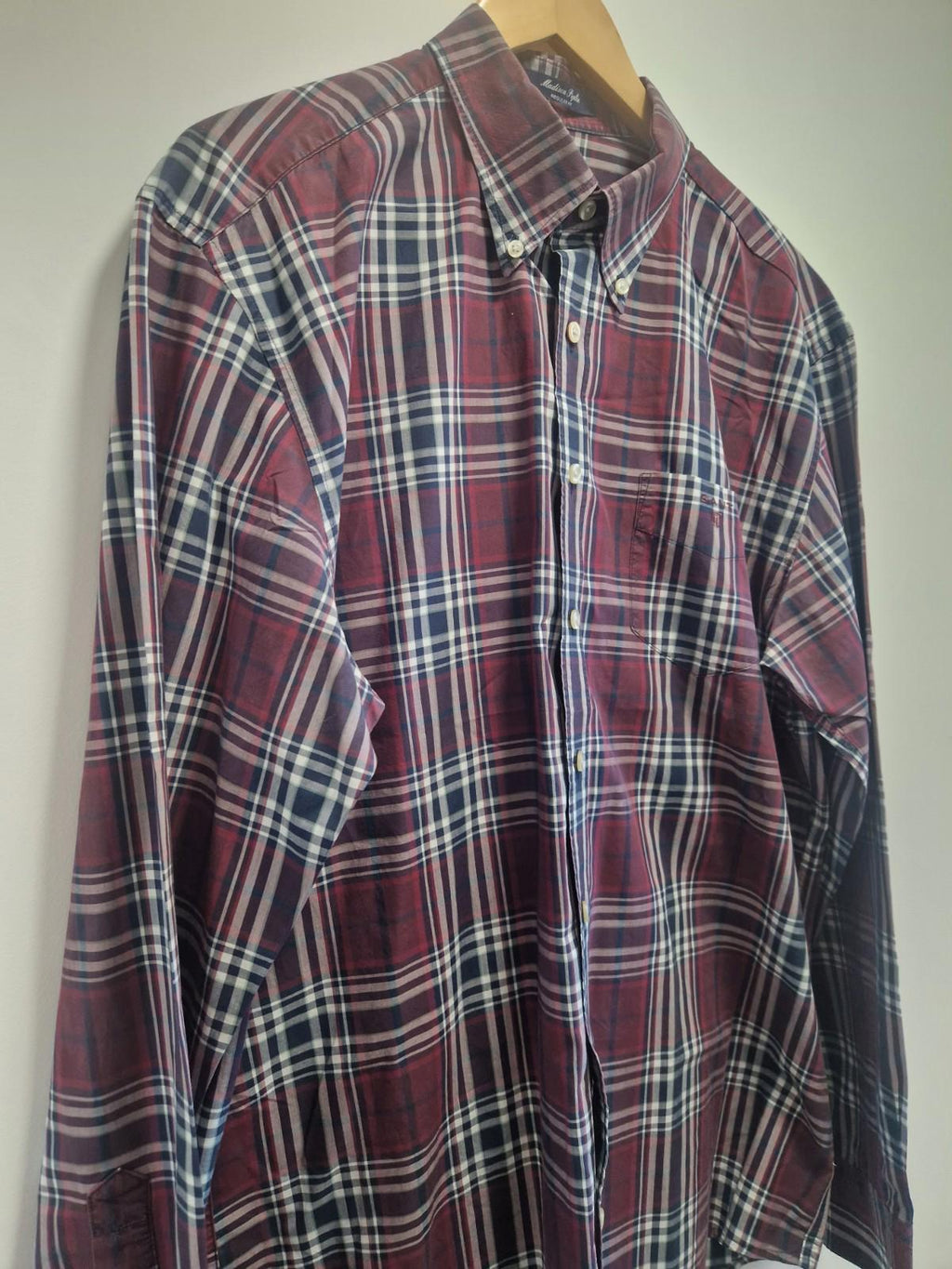 Gant Shirt Size XL Men's Check Madison Poplin Regular Fit Cotton Long Sleeve