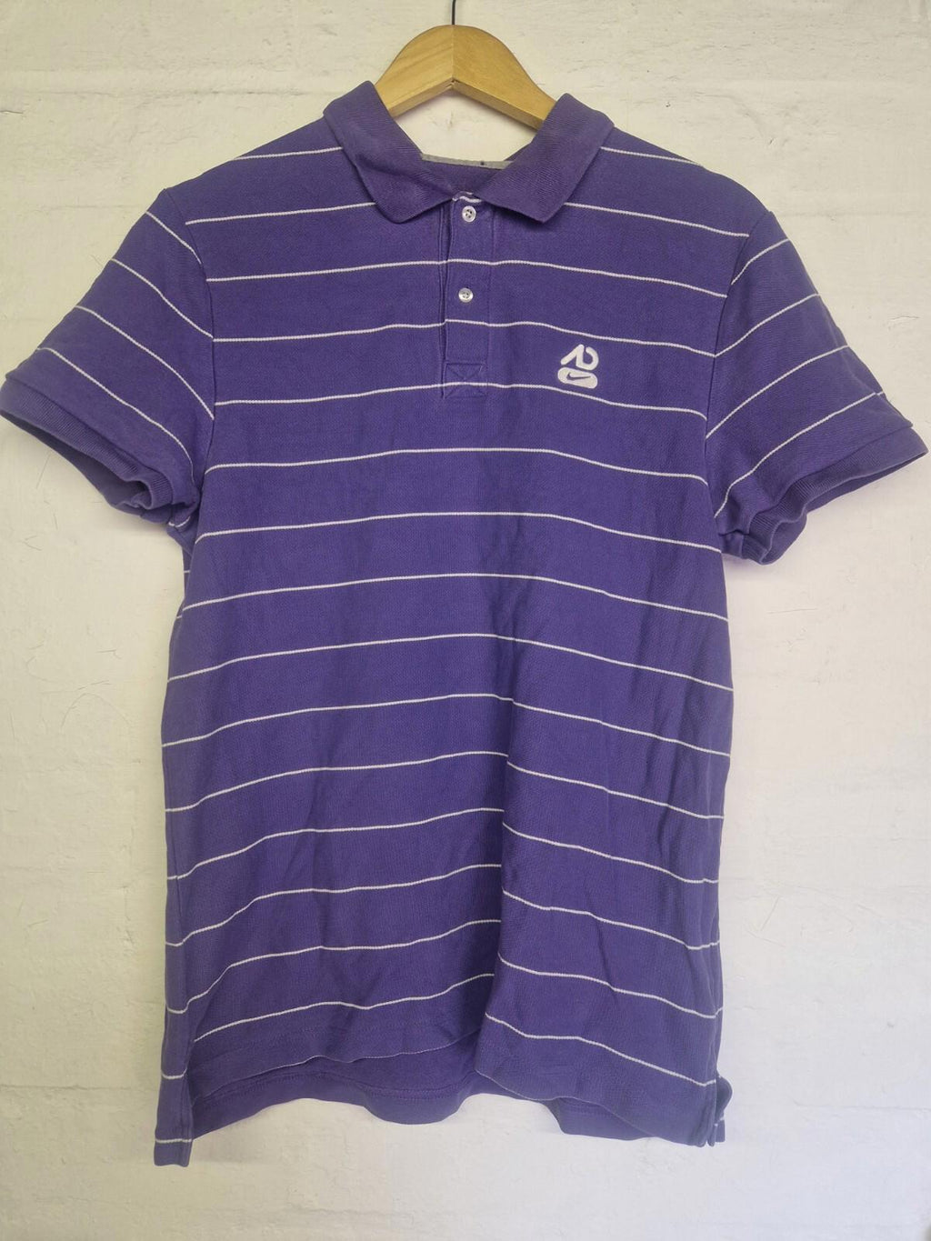 Nike Purple Striped  Golf Polo Shirt Size L Gc