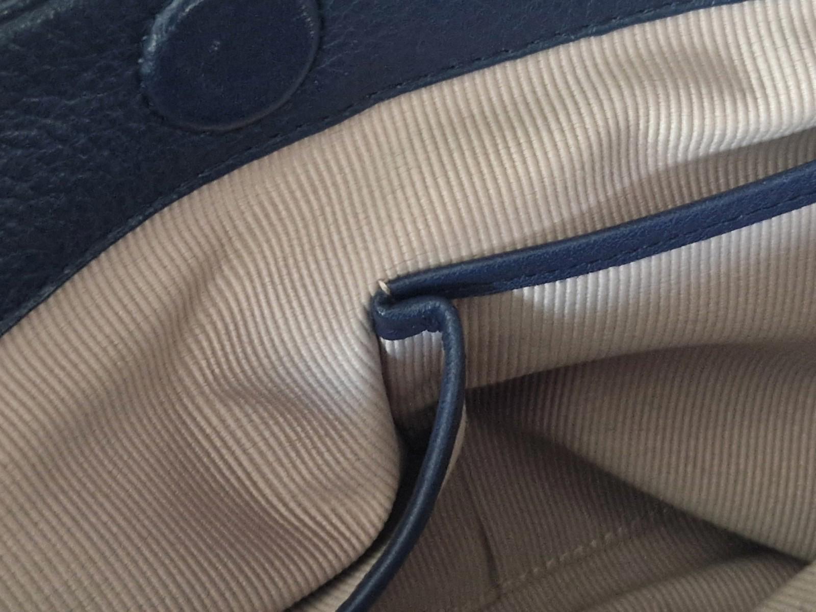 Radley Navy Leather shoulder bag with light blue handles red Leather Accents