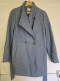Monsoon  WoolRich Grey/Blue Double Breasted Wool Coat Vgc Uk Size 10