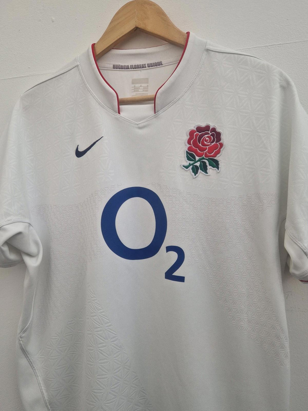 Nike ENGLAND O2 2009 2010 White Union Short Sleeve T-Shirt Rugby Jersey Size M