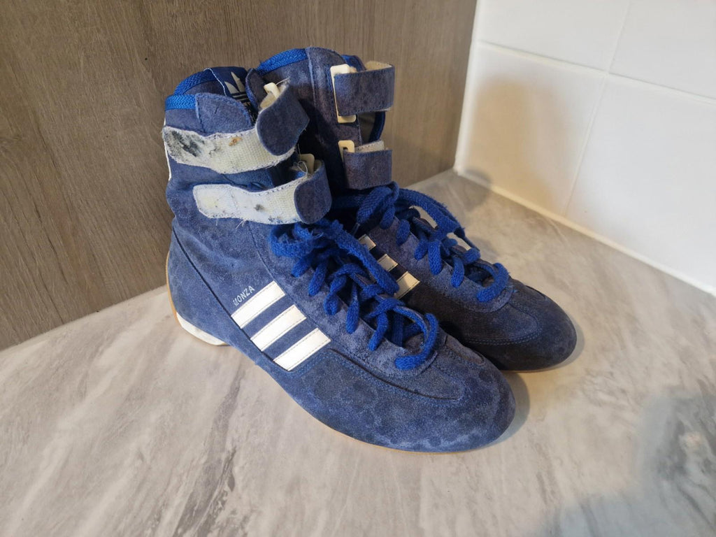 Adidas Monza Racing Driving Blue Suede Shoes Men’s Size 8 382673 Strap Well Used