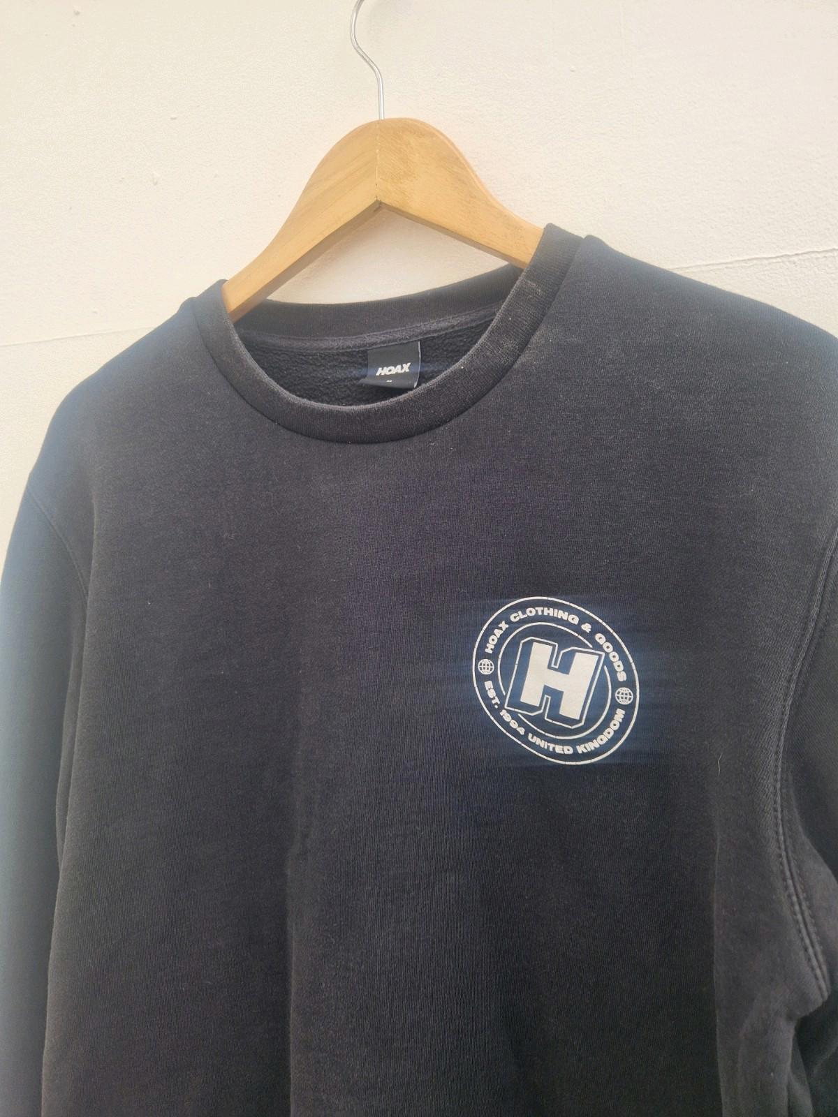 Vintage 90s Hoax Black Crew Neck Sweater Small Chest Hit Large Rear Hit Size M