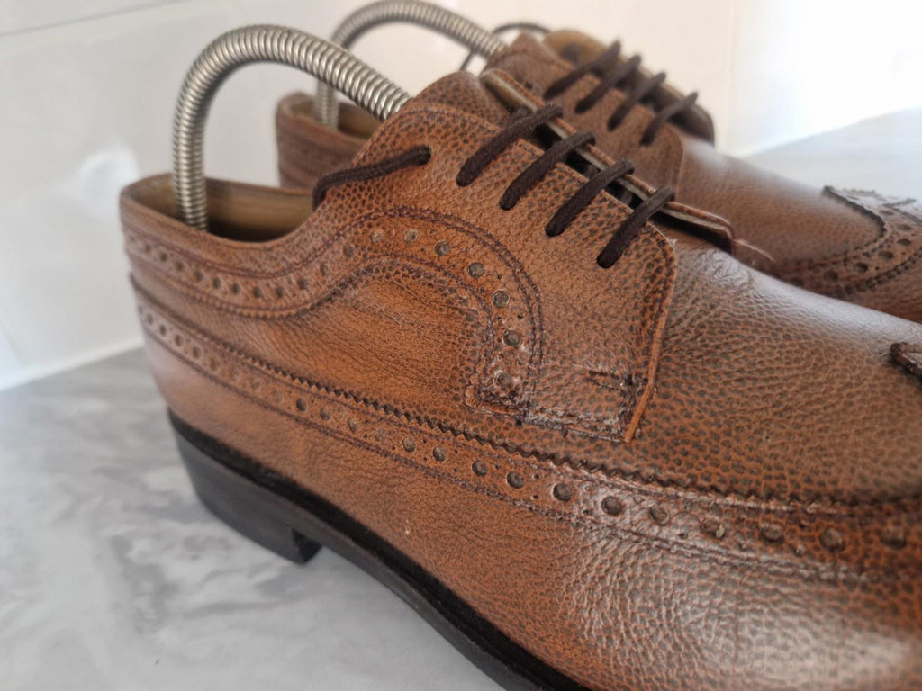 Samuel Windsor Brown Quality Grain Leather Wingtip Brogues Uk Size 8 Gc
