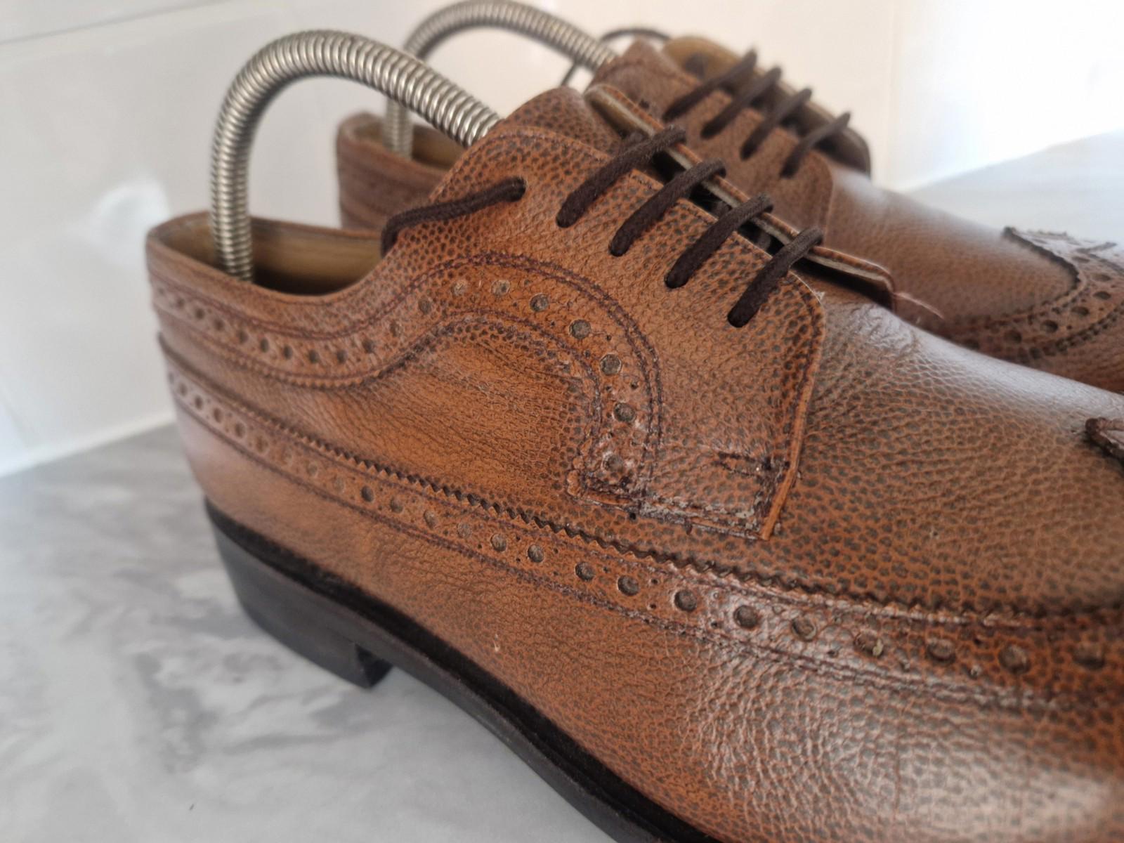 Samuel Windsor Brown Quality Grain Leather Wingtip Brogues Uk Size 8 Gc