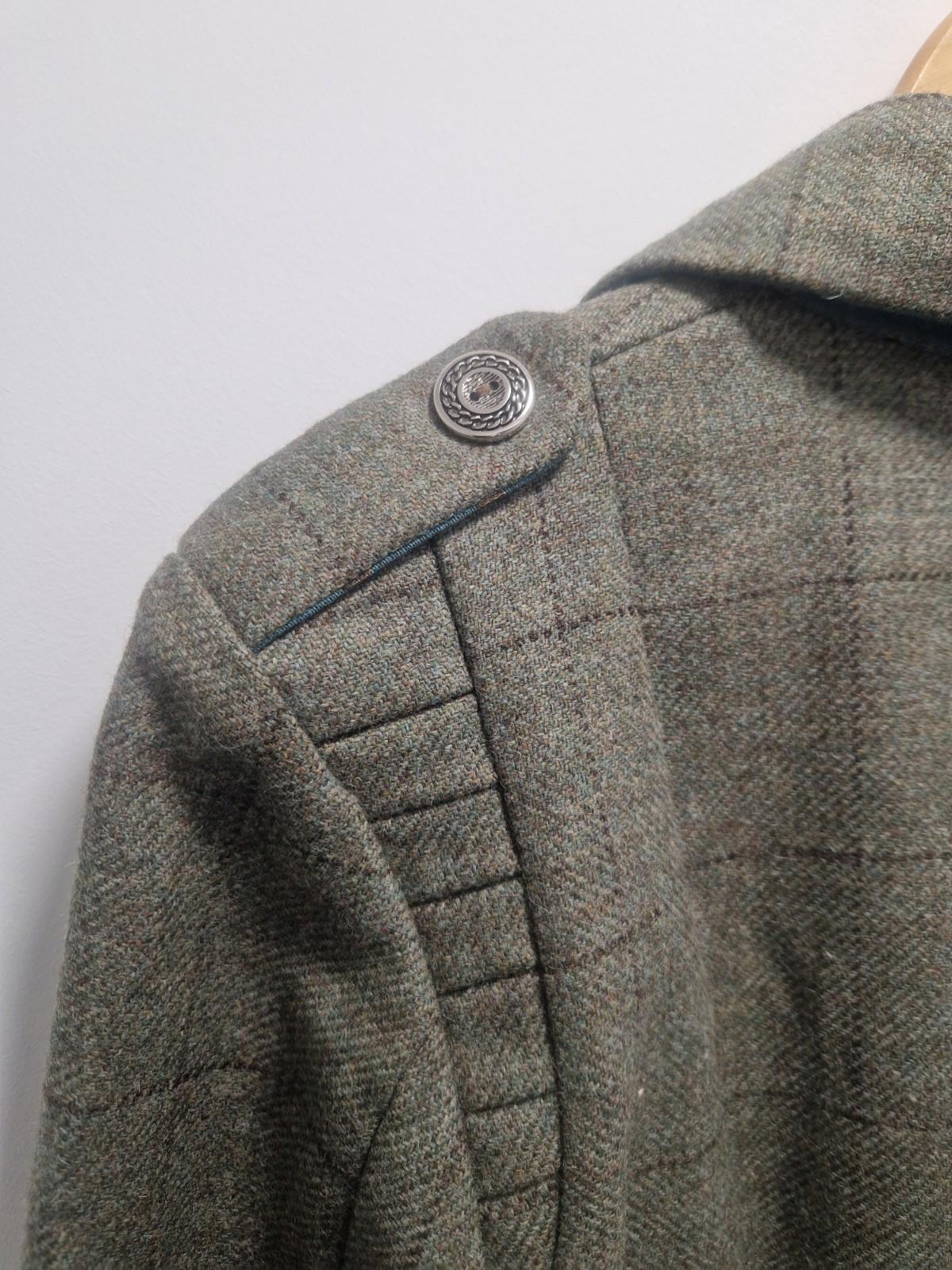 Hannah Wright Ladies Beautiful Check Tweed  Blue Trim Jacket Uk 12 Made In Wales