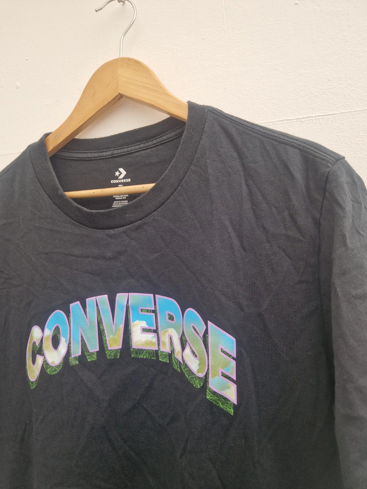 Converse Tie Die Front Spell Out Black Short Sleeved  T- Shirt Gc Uk Size L